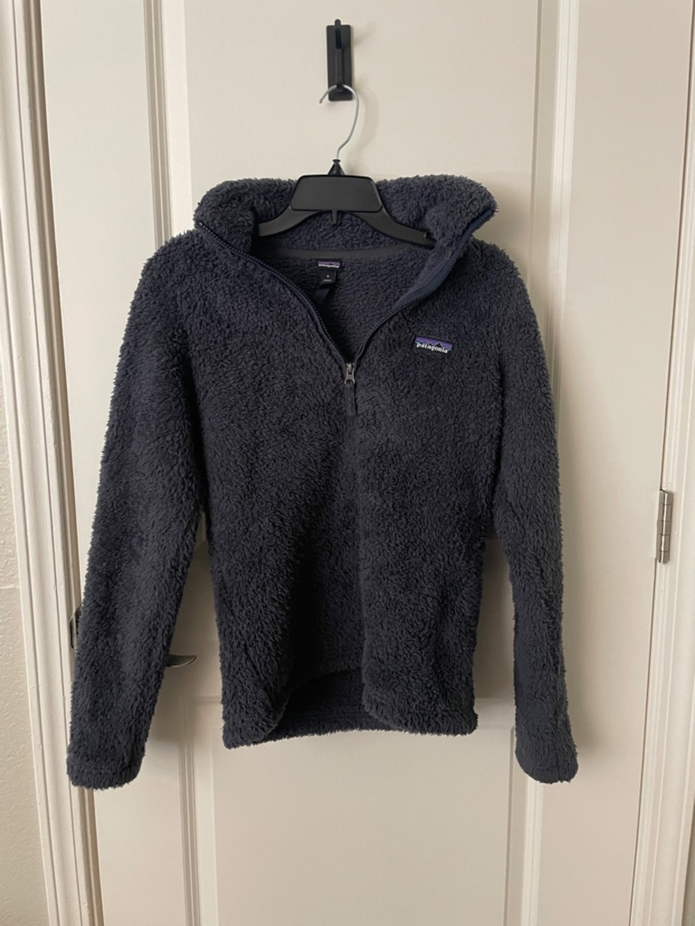 Patagonia Black Plush Hooded Half-Zip Jacket